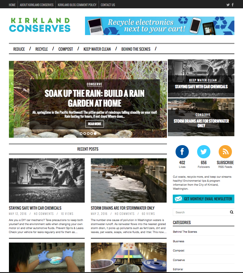 Environmental blog redesign