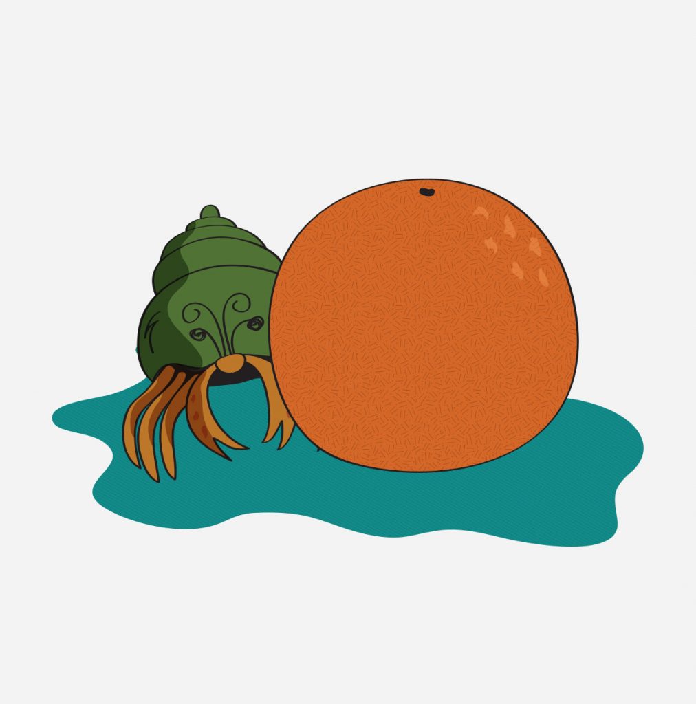 Feathered Friends crab illustration