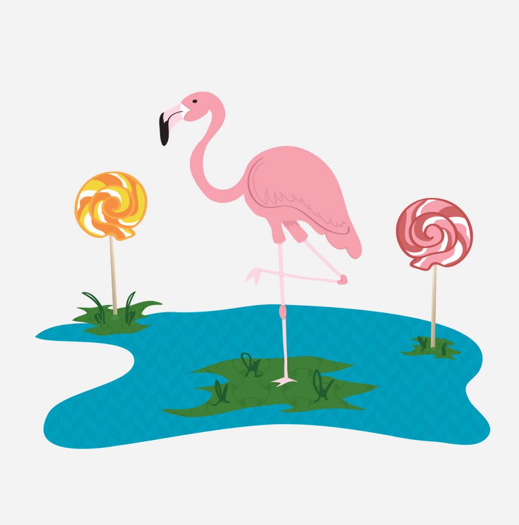 Feathered Friends flamingo illustration